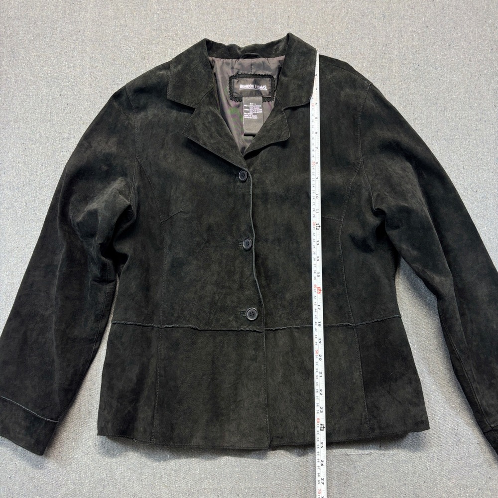 Brandon Thomas Vintage Black 100% Suede Leather Button Blazer Jacket Size L - Picture 6 of 7